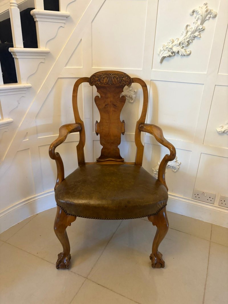 Outstanding Quality Set of 6 Antique Victorian Carved Walnut Dining Chairs - Image 6